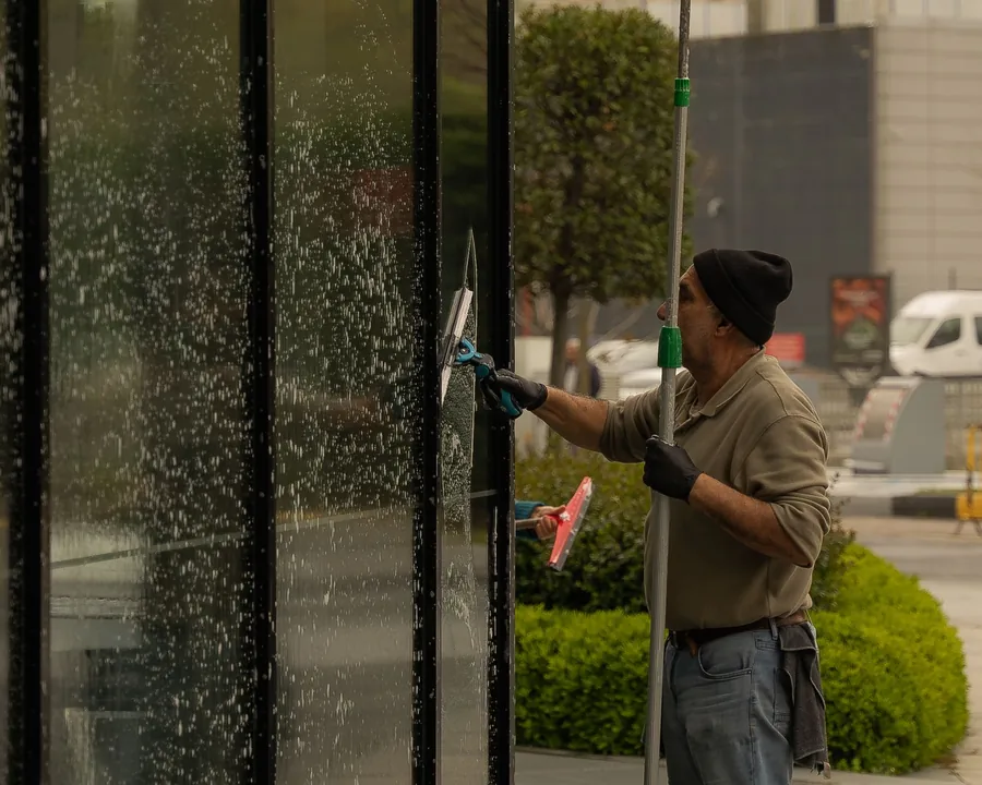 Professional cleaning exterior glass